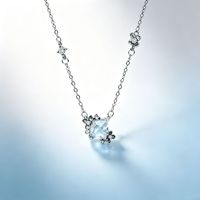 Kalung Kristal Tembaga Hydrangea Wanita Mewah Ringan Zirkon Bunga Choker Rantai Bambu Modis Serbaguna