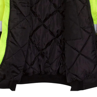 Giacca di Sicurezza Impermeabile Giallo Fluorescente e Nero con Strisce Riflettenti ad Alta Visibilità per Lavori Stradali e Edili