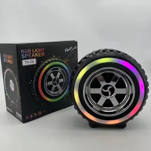 new design Bluetooth Speaker audio with RGB light Music Player Car Wheel Shape Wireless Speaker Mini Speaker Support TF U disk