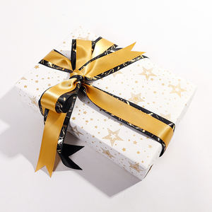 Venta al por mayor 80g papel Kraft de Navidad cepillo dorado espuma 43*300cm regalo de lujo embalaje personalizado rollo de papel de regalo - Product Image 1