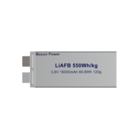 Batterie Mason Power 550Wh/kg sans anode 3.8V 16Ah 120g ultra-légère 5C/6C, échantillons disponibles pour drones FPV Freestyle et longue portée