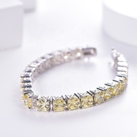 Bracelet jonc de créateur en argent avec pierre jaune et diamants canaris pour femme et homme, bracelet d'amitié en cristal