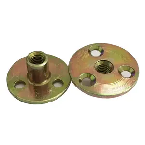 Furniture Industry M6 M8 M10 Yellow Zinc Round Nut with Three Holes Lock Tee Nut T-Nut