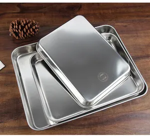 Recién llegado, bandeja plana de Metal para asar pasteles, sartenes, bandeja para hornear de acero inoxidable para panadería para horno