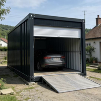 Garage préfabriqué en conteneur, hangar de stockage en acier, porte à enroulement, unité d'entrepôt modulaire, garage portable pour voiture