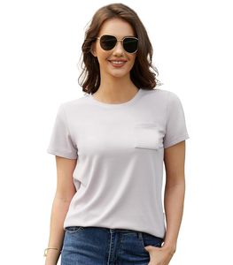 Liquidación de Stock: Camiseta de Manga Corta para Mujer, Color Azul Marino, Cuello Redondo, Color Sólido, Estilo Casual, Ropa de Verano, Venta al Por Mayor, Stock Disponible - Product Image 3