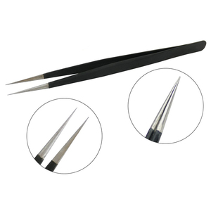 Pinzas de acero inoxidable de alta calidad para pestañas, pinzas para maquillaje con empaque personalizado - Product Image 3