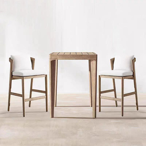 Mục Vụ Đồ Nội Thất Ngoài Trời Bằng Gỗ Ăn Uống Vườn Thanh Phân Patio Gỗ Tếch Hight Chân Ghế Bãi Biển Hồ bơi PE Mây Gỗ Tếch Thanh Ghế - Product Image 2