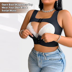 En gros Marque privée Gaine amincissante pour femme à buste ouvert, avec 2 rangées de crochets réglables, dos en maille respirante, pour le contrôle du ventre et la correction de la posture C - Product Image 3