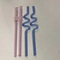 Lot de 10 pailles en verre réutilisables colorées, résistantes aux chocs, 7 po x 8 mm, 5 droites, 5 courbées, 2 brosses de nettoyage, certifiées CE, OUXING