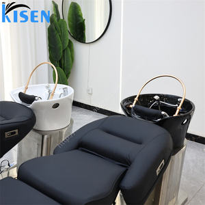Cama de Masaje Eléctrica <span class=keywords><strong>Reclinable</strong></span> Kisen para Spa Capilar, <span class=keywords><strong>Lavacabezas</strong></span> de Lujo en Blanco, Negro, Gris y Marrón, Muebles de Salón - Product Image 6
