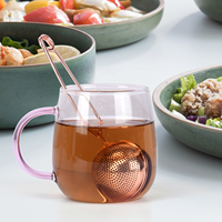Infuseur à thé de luxe en or rose avec long manche - Boule filtrante en acier inoxydable 304 - Passoire à thé réutilisable pour feuilles de thé en vrac