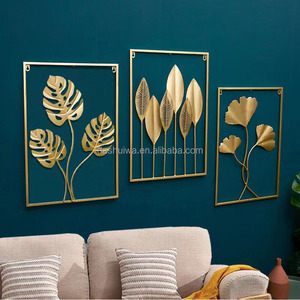 Decorazioni Murali in Ferro a Foglie Dorate, Moderne e Creative per <span class=keywords><strong>Soggiorno</strong></span>, Sfondo Divano, Decorazioni a Mosaico da Appendere, Artigianato in Metallo - Product Image 3