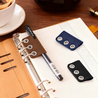 Porte-stylo en cuir PU avec boucle à 3 œillets, support élastique pour stylo pour carnet A5 à 6 anneaux, étui rechargeable pour stylo de journal