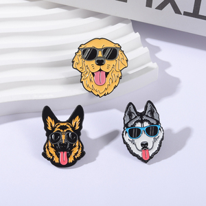 Broches de Esmalte con Diseño de Perros Golden Retriever, Pastor Alemán y Husky, con Lentes de Sol, Joyería, Regalo - Product Image 3