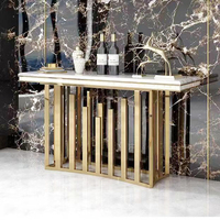 Table console rectangulaire moderne de luxe en acier inoxydable doré et marbre Tables de couloir d'art d'entrée et de couloir Meubles de salon