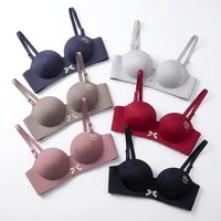 Nouveau Soutien-Gorge Push-Up Sans Coutures Entièrement Rond 2026, Sans Armature, Motif Écossais, Boucle Nœud, Logo Ola, Bretelles Larges, Doux et Confortable pour Usage Quotidien