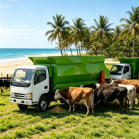 Distributeur d'aliments multifonctionnel à quatre roues pour tous les animaux d'élevage : bovins, ovins, équins, chameaux, porcs