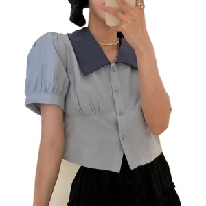 MOTE-AC210 Tops for Women 2022 Summer Bm Style Short Style Short Navel Puff Sleeve <strong>Polo</strong> Collar Shirt Women's <strong>Sweet</strong> Top - Product Image 1
