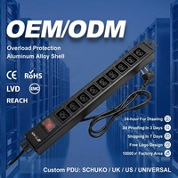 Unité de distribution d'alimentation horizontale 16A en métal 1.5U à 9 voies C39 PDU avec prise Schuko marche/arrêt, montable sur rack pour armoire réseau