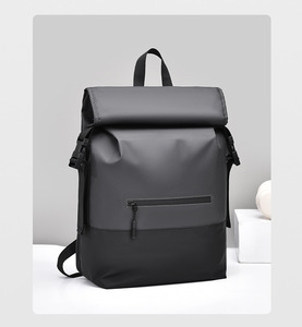 Custom Designer Unisex <b>Laptop</b> <b>Backpack</b> Waterproof PU <b>Leather</b> Oxford Fabric Geometric Zipper Physiological Curve Back Interior - Product Image 6
