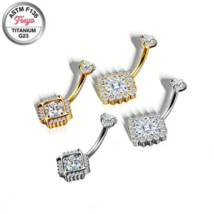 Anneaux de nombril en titane G23, bijoux de piercing, barbell incurvé en zircone cubique, anneaux de nombril flottants, clous d'oreille hélix et sourcil - Product Image 1
