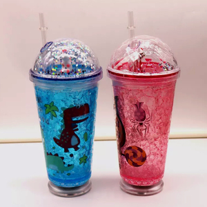 Bicchieri LED da 16 Oz con Doppia Parete e Cannuccia, Diversi Motivi Cartoon per Feste, Bicchieri in Plastica Lampeggianti - Product Image 2