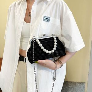 Dropshipping shipping shopify กระเป๋าสะพายไหล่ประดับพลอยเทียมแบบเต็มสำหรับผู้หญิงกระเป๋าถือคลัทช์มีโซ่ประดับด้วยลูกปัดมุก - Product Image 4