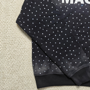 Sweat à capuche zippé avec strass brodé avec appliques personnalisées Sweat à capuche vintage en polaire délavée pour hommes - Product Image 5