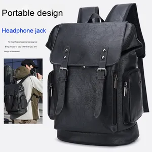 Sacs à dos scolaires tendance en cuir PU rétro, imperméables, pour le quotidien et les voyages, sacs à dos professionnels pour ordinateur portable, vente en gros, best-sellers pour hommes et femmes - Product Image 2