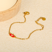 Bracelet empilable hypoallergénique et étanche pour enfants, avec breloques en émail fraise, cœur et coquillage, pour filles