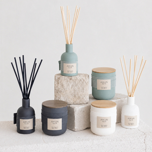 AIKUN Eco Friendly Long Burning Soy Wax Candle <b>Reed</b> <b>Diffuser</b> Home Fragrance Glass Candle Set <b>for</b> Retail Brands - Product Image 1