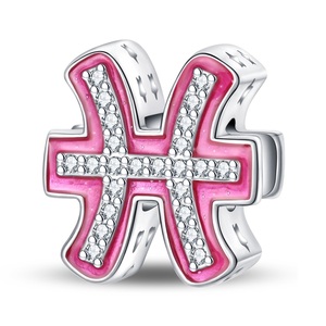 Pendentifs Breloques Zircon Thème <span class=keywords><strong>Rose</strong></span> Mignon Douze Signes du Zodiaque Forme <span class=keywords><strong>Cœur</strong></span> Plaqué Argent pour Unisexe Usage Quotidien Accessoires de Bijoux DIY - Product Image 5