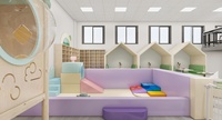 Set Permainan Lunak Dalam Ruangan Kayu Modern dengan Desain Kabin Kayu Alami dan Dekorasi Bunga untuk Proyek Sekolah, Taman, dan Pusat Bermain