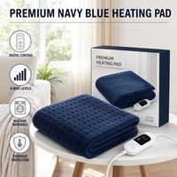 Coussin chauffant électrique de luxe bleu marine OEM/ODM 12*24 pouces avec contrôleur numérique LED, 6 niveaux de chaleur et protection contre la surchauffe