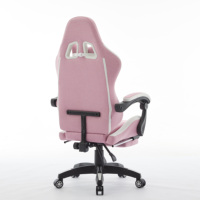 Chaise de bureau ergonomique avec repose-pieds, tissu respirant et doux pour une utilisation toute la journée, chaise de jeu rose