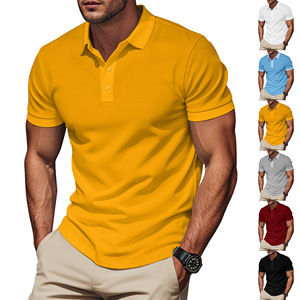 US Style Men's Formal for Shirt Solid Color Turn-<b>Down</b> Collar Color-Blocked Short Sleeve Jersey No-Wrinkle Treatment - Product Image 3