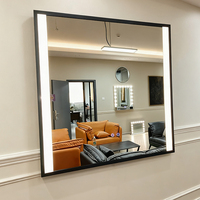 Miroir de salle de bain intelligent à LED avec éclairage tactile Bluetooth, anti-buée, moderne, mural, avec cadre noir