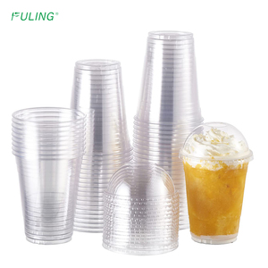 Gobelet à boisson froide jetable en plastique PET personnalisé FULING avec couvercle et paille - Product Image 2