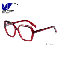 Monture optique hexagonale en acétate sur mesure OEM, taille 55-16-145, anti-lumière bleue, pour adultes unisexes, usine de lunettes