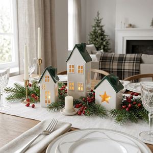 Factory Direct Ceramic <b>LED</b> <b>Lighted</b> Christmas Village House Figurine for Winter Wedding Engagement Anniversary Party Wholesale - Product Image 4