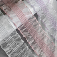 Ruban plissé en organza de polyester avec dentelle et volants, largeur 3 cm, garniture extensible pour robes de mariée, nœuds pour cheveux, projets DIY - Personnalisé