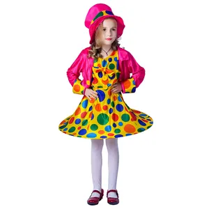 Lustiges gepunktetes buntes Clown kleid des Mädchens Halloween-Party-Cosplay-Zirkus Nettes Clown-Kostüm