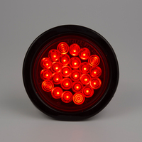 Feux arrière ronds ambre rouges de 4 pouces, 24 LED, pour remorque, camion, feux stop et clignotants, 12-30V, étanches avec œillets