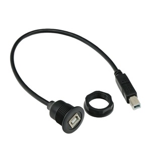 <b>Usb</b> 2.0 Male To Female Extension <b>Cable</b> Black Copper Wire 5V <b>Printer</b> Car Mount Panel Waterproof Round Head Connector - Product Image 2