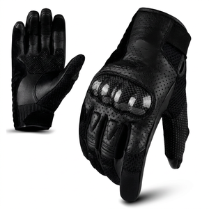 Gants de moto RIDEMAXX en cuir véritable, respirants, doublés de polaire, compatibles écran tactile, longueur poignet, pour le cyclisme et la conduite, printemps-été - Product Image 1