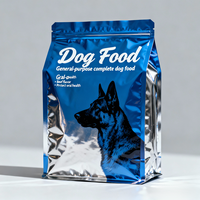 Papier d'aluminium imperméable imprimé sur mesure emballage alimentaire pour chien et chat pochette à fond plat sac en mylar à fermeture éclair à fond gras à quatre joints