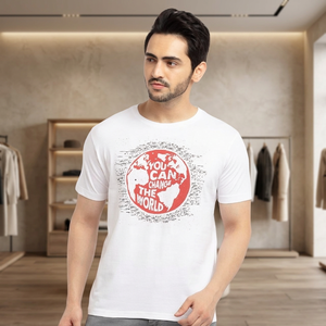 T-shirt blanc pour homme, col rond, manches courtes, coton jersey, coupe classique, respirant, 180g, impression numérique - Product Image 1