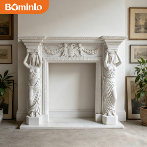 Figure de Caryatide en marbre blanc, <span class=keywords><strong>frise</strong></span> de cheminée Putti, design néoclassique sculpté à la main pour hôtel de luxe, musée, grand hall - Product Image 1