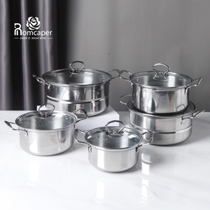 OEM Cheap Price 5 10 Pcs <strong>Saucepan</strong> <strong>Big</strong> Pot Induction Kitchen Ware Cooking Pots Stainless Steel Chinese Cookware Pot Set - Product Image 1